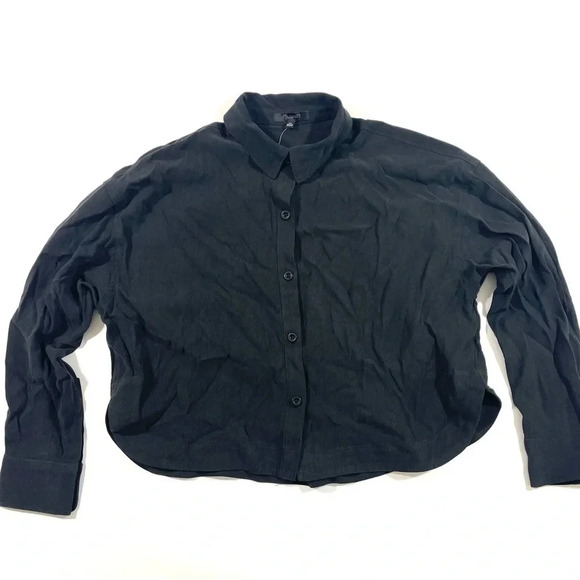 New Madewell Lusterweave Hartfield Crop Shirt Black Size XS - Picture 3 of 9